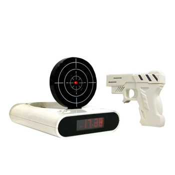 Electronice Ceas de Birou Digital Pistol Ceas Deșteptător Gadget-Țintă de fotografiere cu Laser Pentru Copii, Ceas Deșteptător Masa de Trezire 1