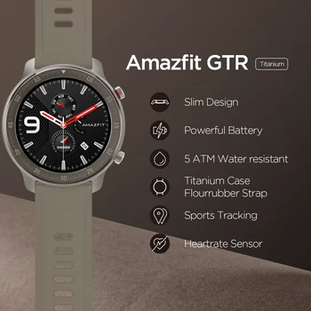 Versiune globală Amazfit GTR 47mm Titan Ceas Inteligent 5ATM Noul Smartwatch 24 Zile Bateria Music Control Pentru Android, IOS, Telefon 1