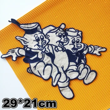 Broderie 3 porci patch-uri pentru jachete,desene animate de animale de patch-uri,drăguț porc de mare, insigne,mici aplicatii DK-101 1