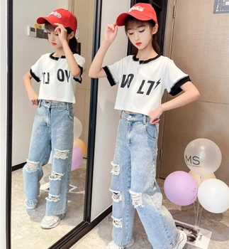 Grafting Merchandising home Cumpara online Coreea de Vara Haine Copii Moda Îmbrăcăminte Fata Mozaic de  Sus+ inalte de Blugi 2 buc Set 6 7 8 9 10 11 12 13 14 An | Haine fete ~  www.magazinuldan.ro
