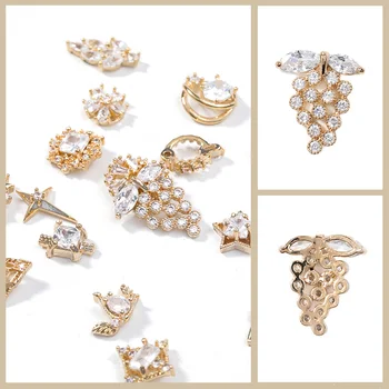 1pieces 3D metal Placat cu Unghii bijuterii japoneze decoratiuni de unghii de calitate top zircon cristal manichiura zircon diamant farmece 1