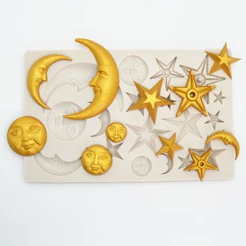 Smiley Luna Steaua Rășină de Silicon Mucegai de Copt Decor Instrument DIY Tort de Ciocolata Desert Bomboane Fondant Matrite ustensile de Bucătărie 1