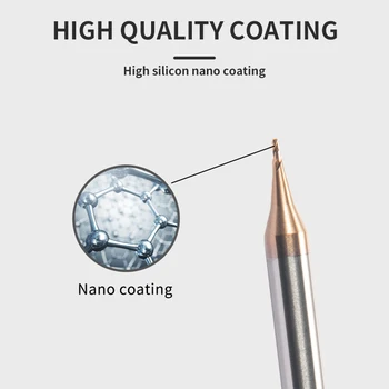 HRC65 2F pentru oțel micro-freze acoperite cu tungsten din oțel de tăiere CNC de prelucrare de mici-diametru Balon-end freze 1