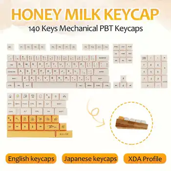 Taste 140key PBT Keycap DYE-SUB XDA Profil Lapte, Miere Albă Japoneză sau engleză Tastatură Mecanică Tastelor Pentru Tastatura Gamer 1