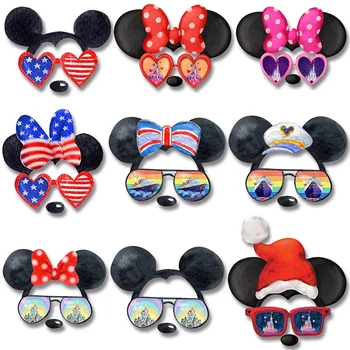Marca Disney Mickey cu ochelari de patch-uri de pânză de Transfer de Căldură PVC Patch Fier-pe Lavabil firmă și fadeless autocolante 1