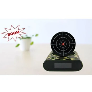 Electronice Ceas de Birou Digital Pistol Ceas Deșteptător Gadget-Țintă de fotografiere cu Laser Pentru Copii, Ceas Deșteptător Masa de Trezire 2