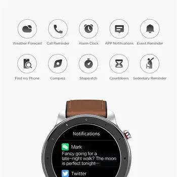 Versiune globală Amazfit GTR 47mm Titan Ceas Inteligent 5ATM Noul Smartwatch 24 Zile Bateria Music Control Pentru Android, IOS, Telefon 2