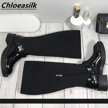 Brand de lux din Piele Fang Gen Femei Cizme Negre 35-40 De Dimensiune Standard Menține Caldă Non-alunecare rezistent la Apa Chelsea Cizme 2