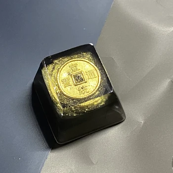 Chineză Tradițională Moneda Design Rășină Taste Cherry Mx Comuta Tastatură Mecanică creative Aur Negru cu iluminare din spate Cheie de cap 2