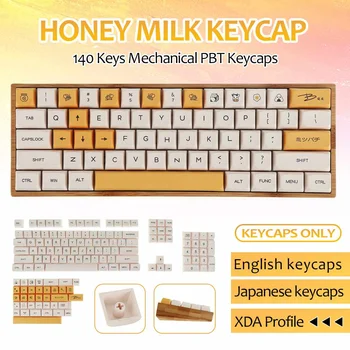 Taste 140key PBT Keycap DYE-SUB XDA Profil Lapte, Miere Albă Japoneză sau engleză Tastatură Mecanică Tastelor Pentru Tastatura Gamer 2