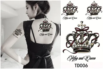 Impermeabil Tatuaj Temporar Autocolant pe corp mare coroana tatuaj autocolante flash tatuaj tatuaje false pentru femei fata 2