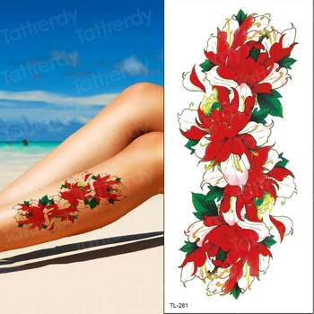 2 BUC Roșu Culoare Rose Tatoo floare Floare Nou Brand de Moda Impermeabil Tatuaj Temporar Autocolant Tatuaj Fete Tatuaj Fals Femei 2