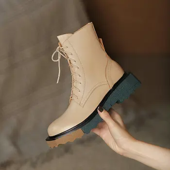QUTAA 2022 Femei Glezna Chelsea Cizme de Culoare Amestecat Femei Pantofi Platforma Pătrat Med Toc Pantofi de Iarna pentru femei Cizme pentru Femei de Dimensiuni Mari 34-39 2