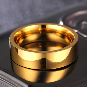 MANGOSKY 6mm Culoare de Aur din Oțel Inoxidabil Inele Pentru Bărbați și Femei en-Gros XY-R41 2