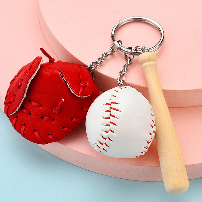 Cumpara online Creative Breloc Drăguț Mini Breloc Sport Baseball Durabil Cheie Inel din Trei piese Mănușă de Baseball Bâtă de Lemn la Cheie Lanț | Seturi bijuterii și mai mult ~