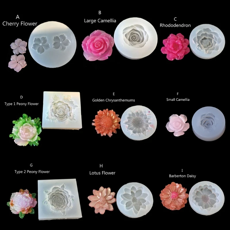 DIY Flori Matrite de Silicon, Rășină Camellia Bujor Daisy Floare de Lotus Bijuterii de Luare Imagine 1