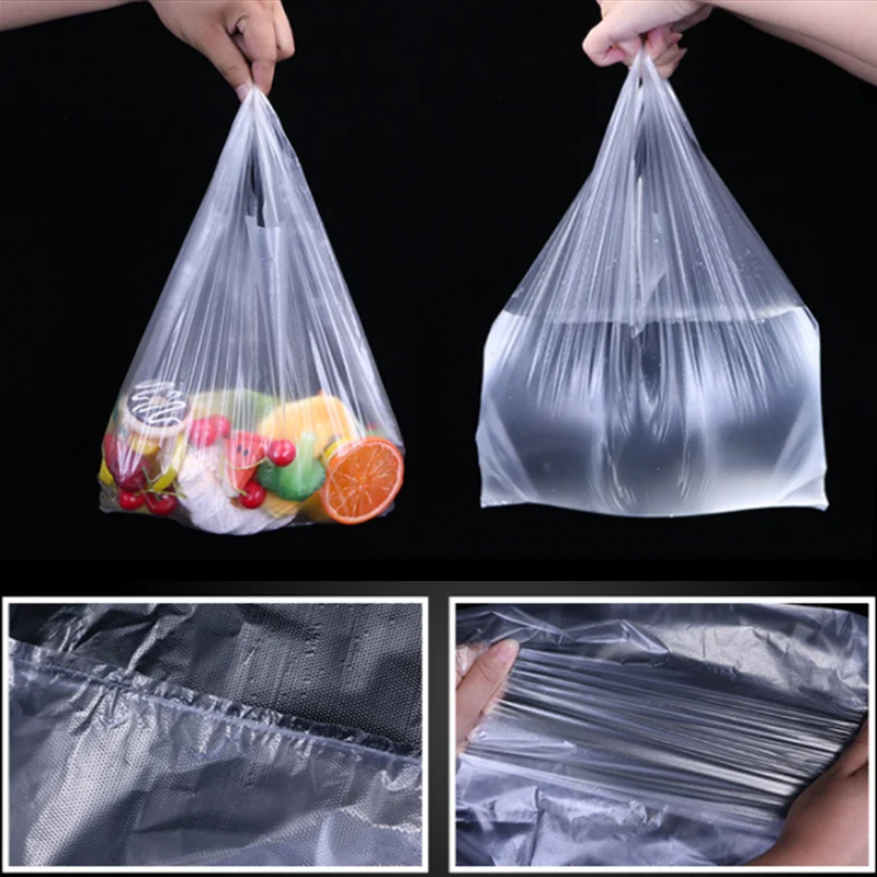 100buc Nouă Pungă de Plastic Util Transparent Geantă de Cumpărături Supermarket Pungi de Plastic Cu Mâner de Ambalare produse Alimentare Imagine 2