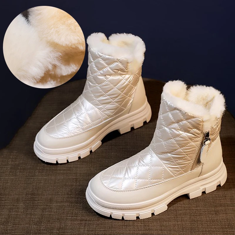 Rimocy Iarna 2021 Cizme Impermeabile Femei Gros De Pluș Platforma Glezna Cizme Femeie Fund Gros Cald Bumbac Căptușit Pantofi Imagine 2