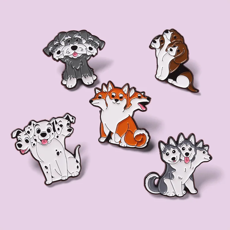 Paradise team Arashigaoka Cumpara online Creative Amuzant cu Trei capete de Lup Animal Brosa din  Aliaj de Moda Trendy Câine Forma de Vulpe Desene animate Rucsac Insigna  Accesorii de Îmbrăcăminte | Seturi de bijuterii și